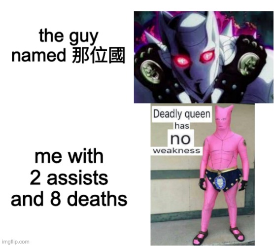 They call me 007 because I have 0 Kills, 0 Assists, and 7 Deaths | image tagged in killer queen,fps | made w/ Imgflip meme maker