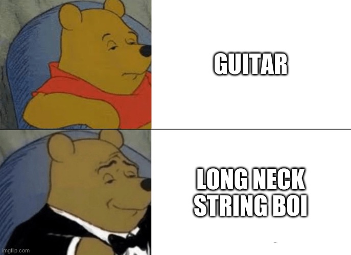 Tuxedo Winnie The Pooh | GUITAR; LONG NECK STRING BOI | image tagged in memes,tuxedo winnie the pooh | made w/ Imgflip meme maker