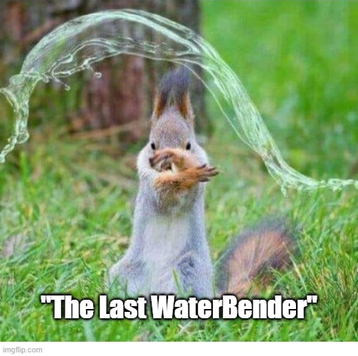 WaterBender | "The Last WaterBender" | image tagged in squirrel,water,bender | made w/ Imgflip meme maker