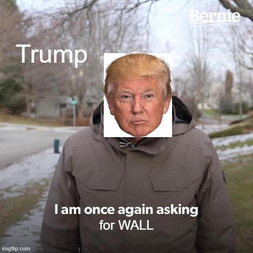 Bernie I Am Once Again Asking For Your Support | Trump; for WALL | image tagged in memes,bernie i am once again asking for your support | made w/ Imgflip meme maker