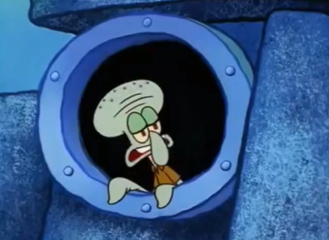 Squidward looking out Window Blank Meme Template