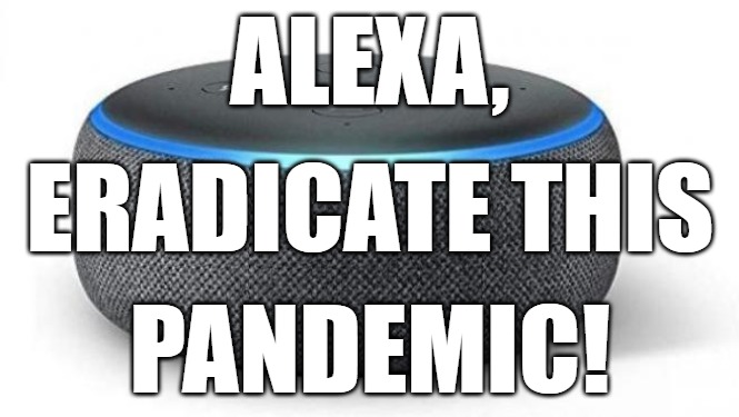 Alexa | ALEXA, ERADICATE THIS; PANDEMIC! | image tagged in alexa | made w/ Imgflip meme maker