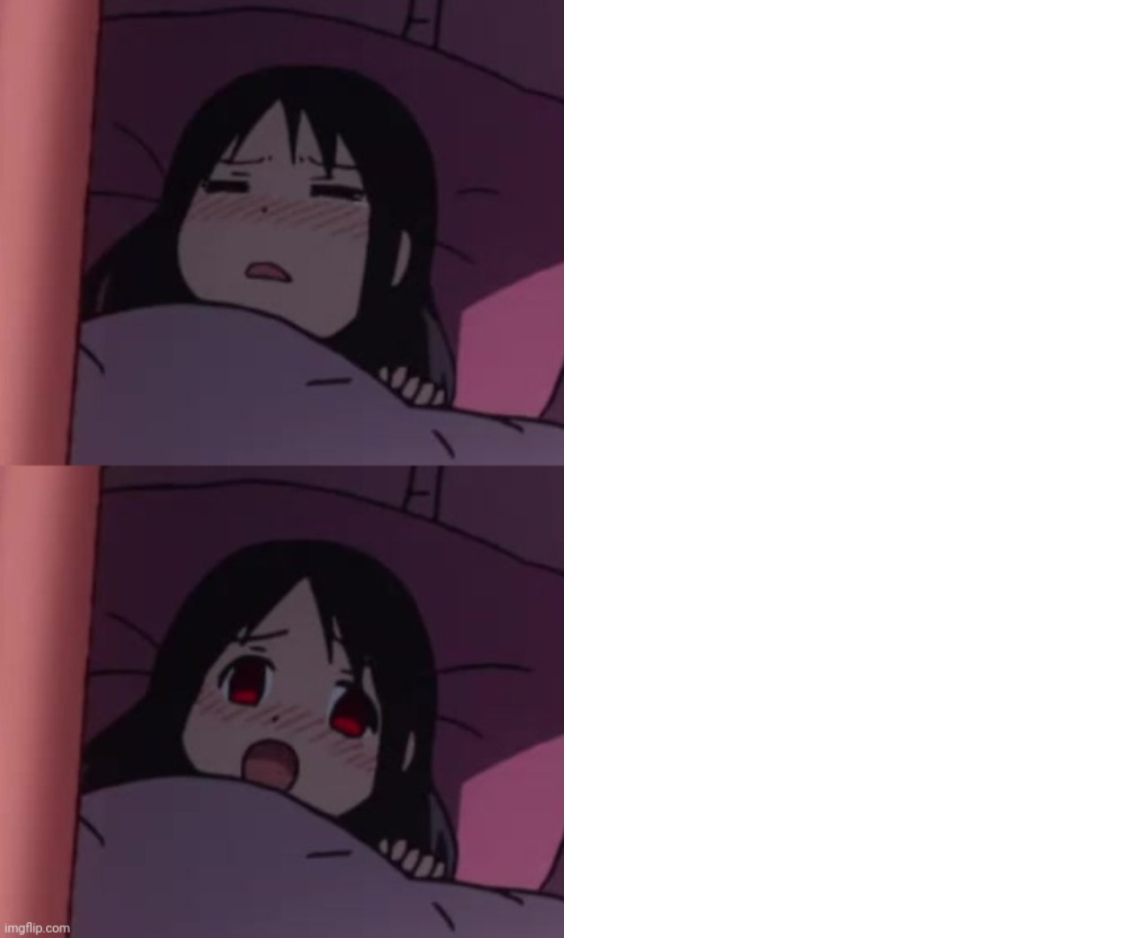 High Quality Sleeping Kaguya to Surprised Kaguya Blank Meme Template