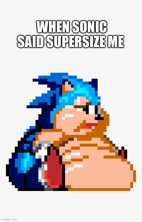 Sonic got supersized | WHEN SONIC SAID SUPERSIZE ME | image tagged in memes,sonic | made w/ Imgflip meme maker