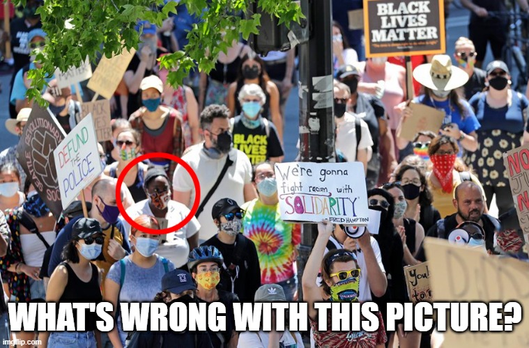 Please don't hurt us!  We love you now. | WHAT'S WRONG WITH THIS PICTURE? | image tagged in blm,memes | made w/ Imgflip meme maker