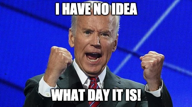 They all just run together when you're living in the basement. | I HAVE NO IDEA; WHAT DAY IT IS! | image tagged in joe biden fists angry | made w/ Imgflip meme maker