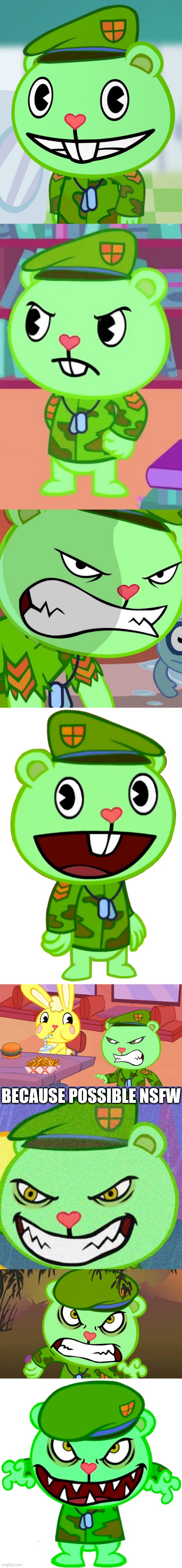 Flippy comp | BECAUSE POSSIBLE NSFW | image tagged in htf flippy,flippy happy tree friends / htf,time to die htf,mad flippy htf,flippy htf,angry flippy htf | made w/ Imgflip meme maker
