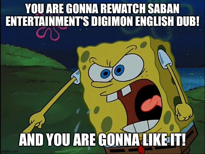 YOU ARE GONNA LIKE IT! | YOU ARE GONNA REWATCH SABAN ENTERTAINMENT'S DIGIMON ENGLISH DUB! AND YOU ARE GONNA LIKE IT! | image tagged in you are gonna like it | made w/ Imgflip meme maker