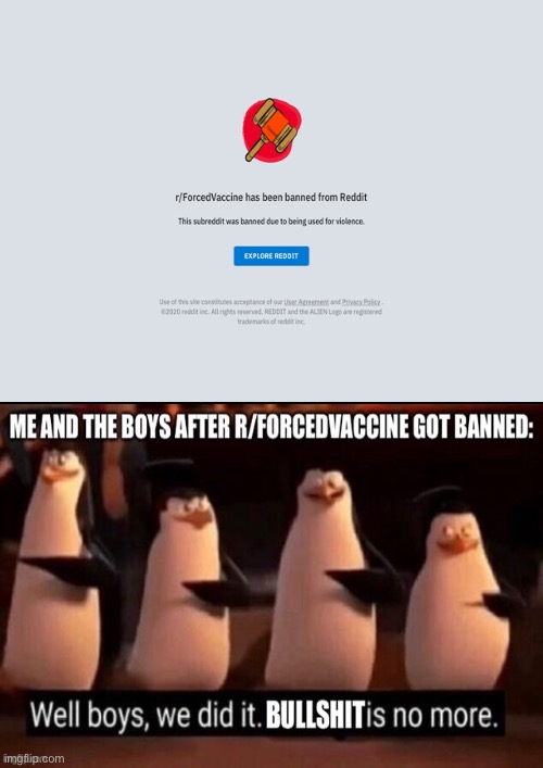 R/ForcedVaccine got banned! Let’s celebrate! | image tagged in me and the boys | made w/ Imgflip meme maker