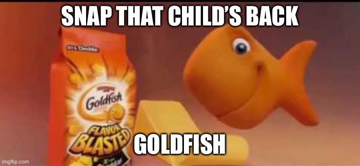 New goldfish jingle after 2020 | SNAP THAT CHILD’S BACK; GOLDFISH | image tagged in goldfish | made w/ Imgflip meme maker