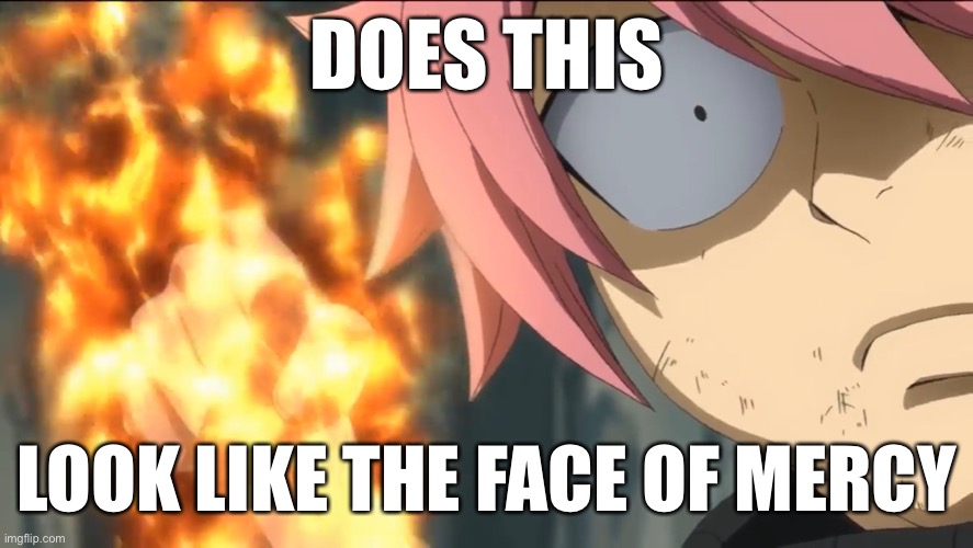 Etherious Natsu Dragneel | DOES THIS; LOOK LIKE THE FACE OF MERCY | image tagged in fairy tail,natsu | made w/ Imgflip meme maker