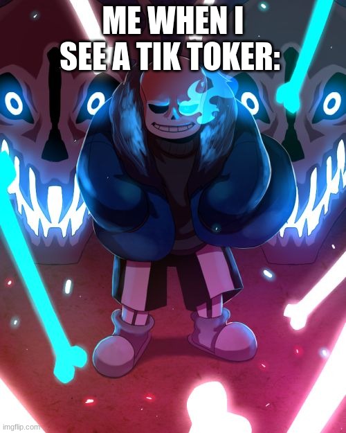 Me When I See a Tik Toker: | ME WHEN I SEE A TIK TOKER: | image tagged in sans undertale | made w/ Imgflip meme maker
