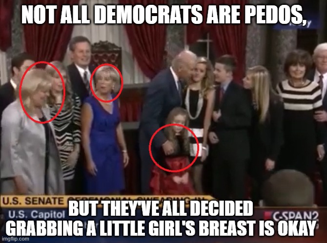 Anything is okay as long as someone else pays for their stuff | NOT ALL DEMOCRATS ARE PEDOS, BUT THEY'VE ALL DECIDED GRABBING A LITTLE GIRL'S BREAST IS OKAY | image tagged in disgusting liberals,pedo liberals,anything for a buck liberals | made w/ Imgflip meme maker