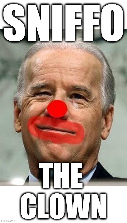 Sniffo the Clown | SNIFFO; THE 
CLOWN | image tagged in you ain't black,joe biden pedo,joe biden sharts,joe biden senile | made w/ Imgflip meme maker