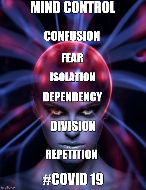 Mind control  | MIND CONTROL; CONFUSION; FEAR; ISOLATION; DEPENDENCY; DIVISION; #COVID 19; REPETITION | image tagged in mind control | made w/ Imgflip meme maker