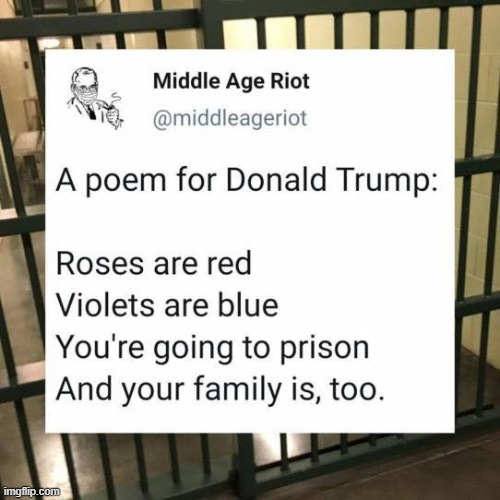 how do u kno that we dont even know what crimes hes committed yet maga | image tagged in maga,prison,conservative logic,conservative hypocrisy,poem,poetry | made w/ Imgflip meme maker