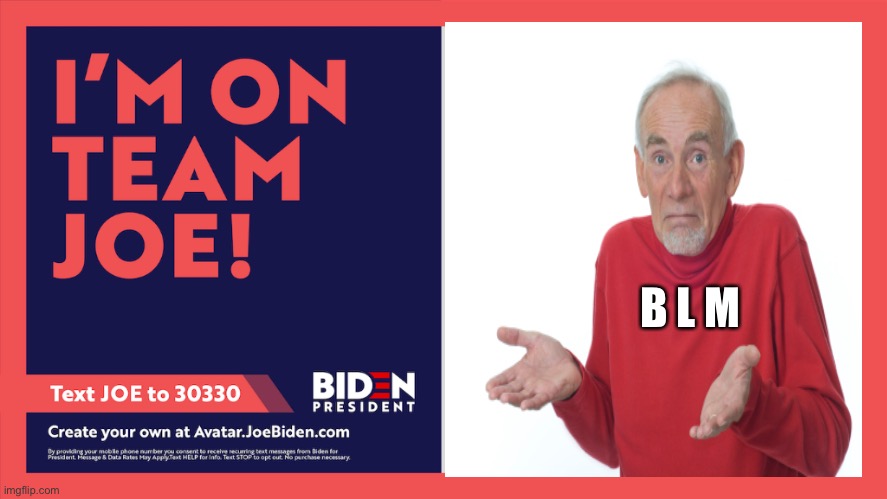 I'm On Team Joe Biden | B L M | image tagged in i'm on team joe biden | made w/ Imgflip meme maker
