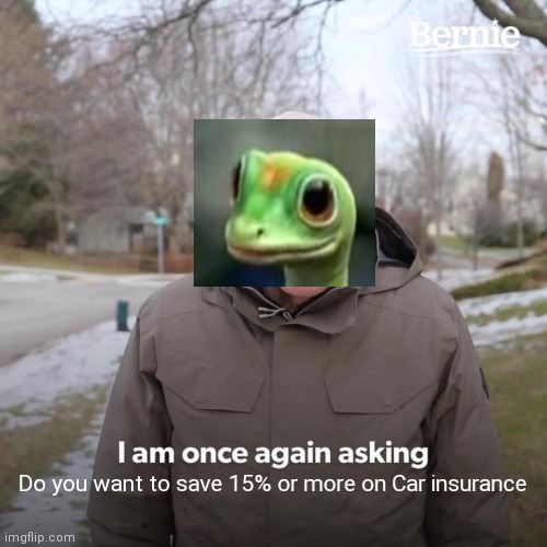 Bernie I Am Once Again Asking For Your Support | Do you want to save 15% or more on Car insurance | image tagged in memes,bernie i am once again asking for your support | made w/ Imgflip meme maker