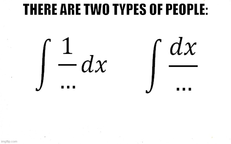 antiderivative | THERE ARE TWO TYPES OF PEOPLE: | image tagged in math | made w/ Imgflip meme maker
