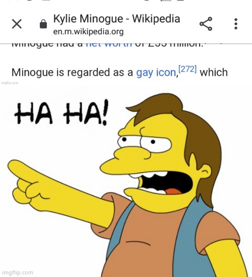 HA HA! | image tagged in ha ha,kylie minogue,kylieminoguesucks,google kylie minogue,kylie minogue memes,gay icon | made w/ Imgflip meme maker