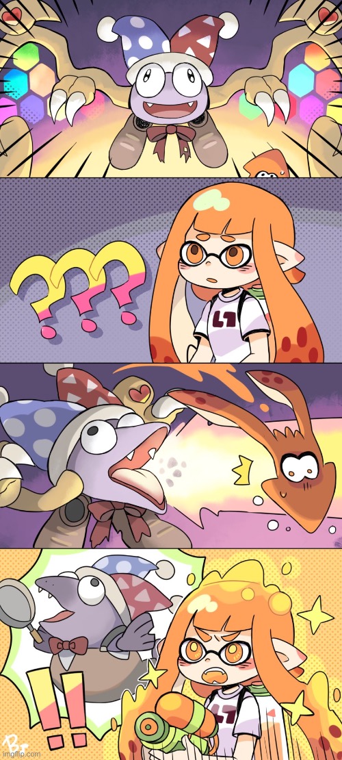 If you played Splatoon 2 Salmon Run, you know what a Salmonid is and what this comic’s about | image tagged in smash bros,marx,inkling,salmonid,comic,memes | made w/ Imgflip meme maker