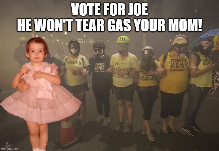 He Won't Tear Gas Your Mom | VOTE FOR JOE
HE WON'T TEAR GAS YOUR MOM! | image tagged in wall of moms,joe biden,tear gas,portland | made w/ Imgflip meme maker