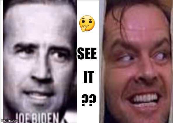 See It Now? | 🤔; SEE; IT; ?? | image tagged in funny,memes,joe biden,donald trump,political meme,jack nicholson the shining snow | made w/ Imgflip meme maker