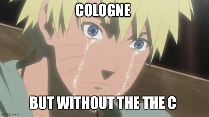 Finishing anime | COLOGNE; BUT WITHOUT THE THE C | image tagged in finishing anime | made w/ Imgflip meme maker