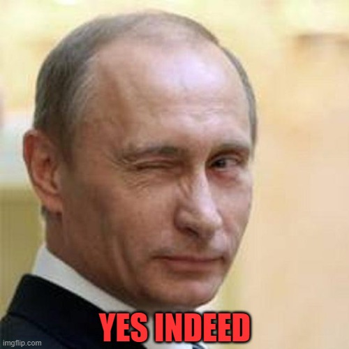 Putin Wink | YES INDEED | image tagged in putin wink | made w/ Imgflip meme maker