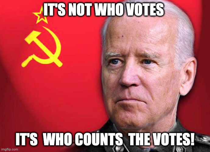 Joe for teh mail in win | IT'S NOT WHO VOTES; IT'S  WHO COUNTS  THE VOTES! | image tagged in joe biden,joe exotic,demotivationals,fun,meme,upvote | made w/ Imgflip meme maker