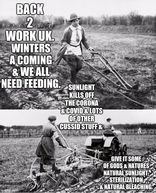 BACK 2 WORK UK. WINTERS A COMING & WE ALL NEED FEEDING. SUNLIGHT KILLS OFF THE CORONA & COVID & LOTS OF OTHER CUSSID STUFF &; GIVE IT SOME OF GODS & NATURES NATURAL SUNLIGHT, STERILIZATION & NATURAL BLEACHING. | image tagged in careers,food memes,change your job,if your bored,back to the future,uk | made w/ Imgflip meme maker