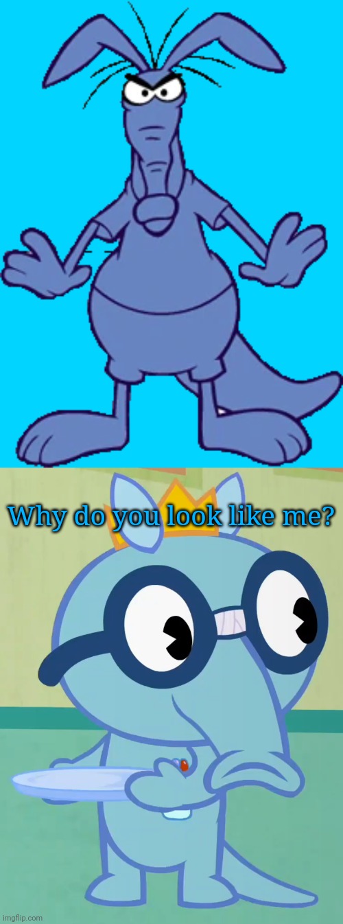 Two Anteaters?! | Why do you look like me? | image tagged in non-amused sniffles htf,cartoons,crossover,happy tree friends,funny | made w/ Imgflip meme maker