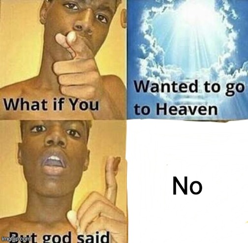 No | No | image tagged in what if you wanted to go to heaven | made w/ Imgflip meme maker