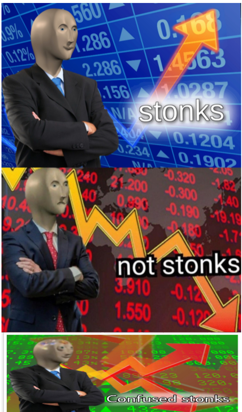 High Quality Stonks not stonks confused stonks Blank Meme Template