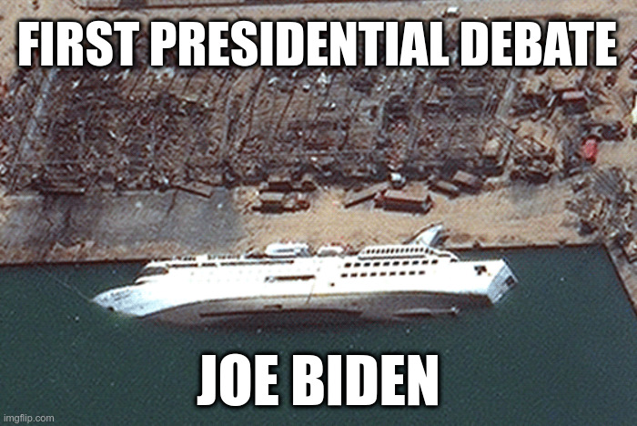 Joe Biden, First Presidential Debate | FIRST PRESIDENTIAL DEBATE; JOE BIDEN | image tagged in joe biden,basement dweller,sinking ship,presidential debate,clueless debate | made w/ Imgflip meme maker