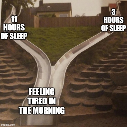 I stay up all night watching anime ;-; | 3 HOURS OF SLEEP; 11 HOURS OF SLEEP; FEELING TIRED IN THE MORNING | image tagged in two slides merging | made w/ Imgflip meme maker