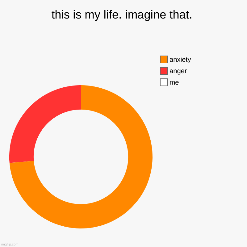 this is my life. imagine that. | me , anger, anxiety | image tagged in charts,donut charts | made w/ Imgflip chart maker