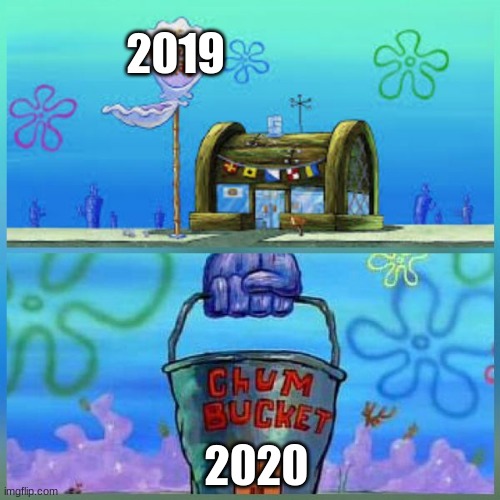 Krusty Krab Vs Chum Bucket Meme | 2019; 2020 | image tagged in memes,krusty krab vs chum bucket | made w/ Imgflip meme maker