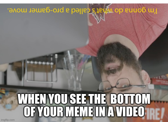 I'm gonna do what's called a pro-gamer move. | WHEN YOU SEE THE  BOTTOM OF YOUR MEME IN A VIDEO | image tagged in i'm gonna do what's called a pro-gamer move | made w/ Imgflip meme maker