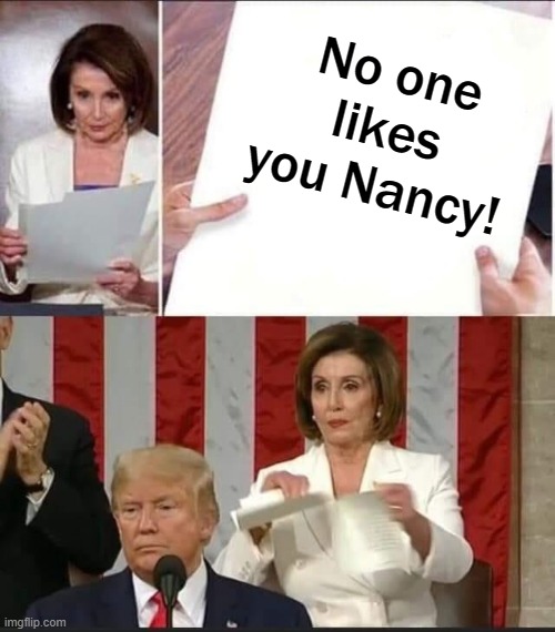 Nancy | No one likes you Nancy! | image tagged in nancy pelosi tears speech | made w/ Imgflip meme maker