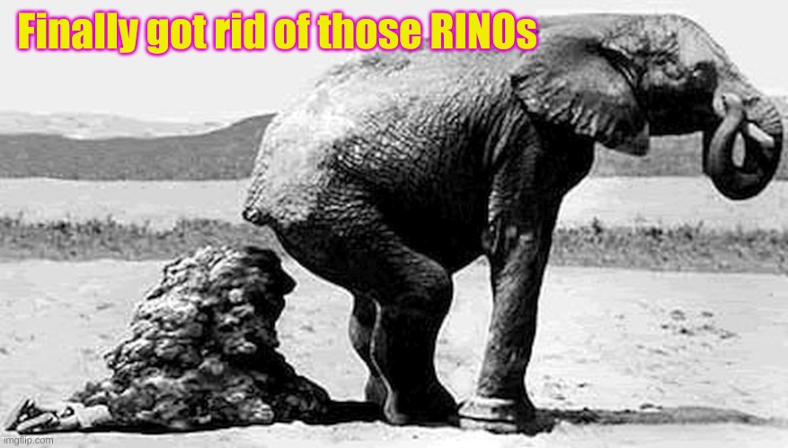 GOP Republican Fake News - Elephant shit | Finally got rid of those RINOs | image tagged in gop republican fake news - elephant shit | made w/ Imgflip meme maker