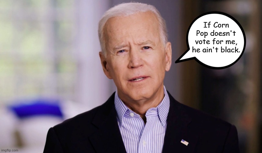 Joe Biden 2020 | If Corn Pop doesn't vote for me, he ain't black. | image tagged in joe biden 2020,memes,joe biden | made w/ Imgflip meme maker