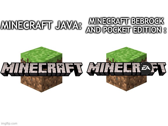 Blank White Template | MINECRAFT BEBROCK AND POCKET EDITION :; MINECRAFT JAVA: | image tagged in minecraft,dank memes,funny meme,meme,gaming | made w/ Imgflip meme maker