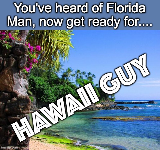 May I Present To You...... | You've heard of Florida Man, now get ready for.... HAWAII GUY | image tagged in hawaii | made w/ Imgflip meme maker