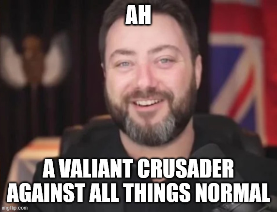 AH A VALIANT CRUSADER AGAINST ALL THINGS NORMAL | made w/ Imgflip meme maker