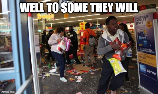 looters | WELL TO SOME THEY WILL | image tagged in looters | made w/ Imgflip meme maker