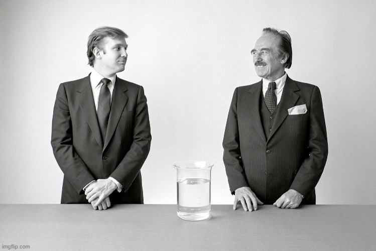 Donald and Fred Trump, father and son criminals | image tagged in donald and fred trump father and son criminals | made w/ Imgflip meme maker