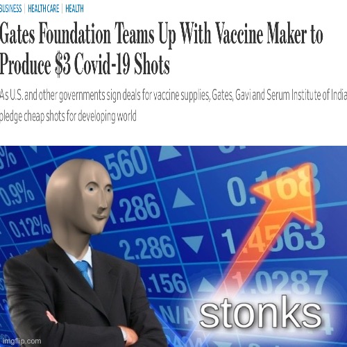 $3 vaccines! What a bargain! | image tagged in stonks | made w/ Imgflip meme maker