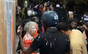 Old lady getting paint thrown in her face Blank Meme Template
