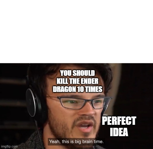 Yeah, this is big brain time | YOU SHOULD KILL THE ENDER DRAGON 10 TIMES; PERFECT IDEA | image tagged in yeah this is big brain time | made w/ Imgflip meme maker